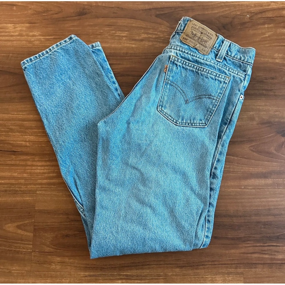 Vintage Orange Tab Levis 550 Mens 33x32 Relaxed Tapered Light Wash Denim - Picture 2 of 6